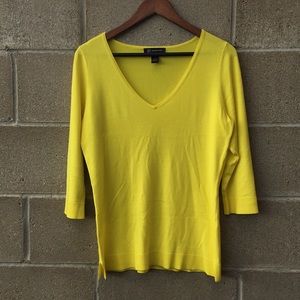 NWOT Yellow three-quarter length sleeve sweater